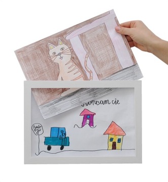 Ramka na rysunki dziecka A3 (29,7x42 cm) Rama na zdjęcia obrazki 3D BIAŁA