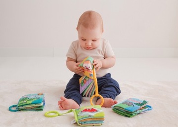JollyBaby 4в1 Набор книжек, прорезывателей, ручка