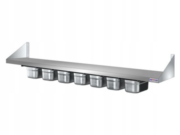 PÓŁKA NAŚCIENNA KUCHENNA GASTRO NORM 7x GN1/4 INOX