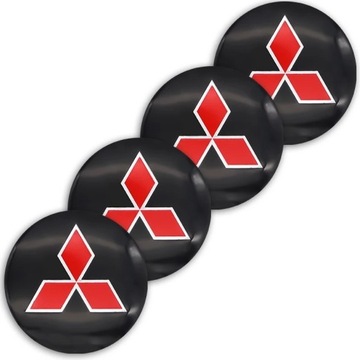 MITSUBISHI 4szt NAKLEJKI ALUMINIOWE EMBLEMAT 56mm