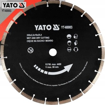 YATO TARCZA DIAMENTOWA DO CIĘCIA BETONU KAMIENIA 350mm