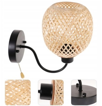 Настенный светильник плетеный фонарь, установленный на абажуре