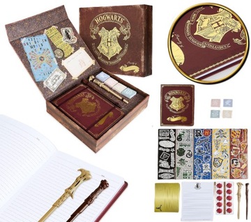 KOMPLET PREZENTÓW HARRY POTTER NOTATNIK ZESZYT DŁUGOPIS-RÓŻDZKA NAKLEJKI