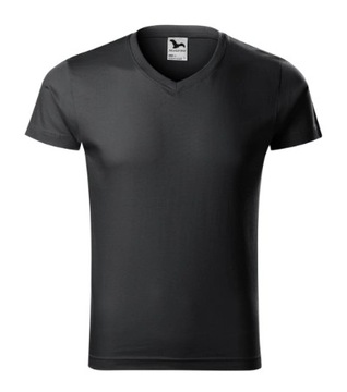 Bawełniana koszulka męska T-shirt Slim Fit V-neck MALFINI Ebony Gray L