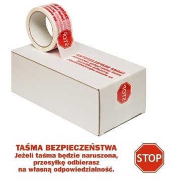 48mm/60m TAŚMA PAKOWA KLEJĄCA z nadrukiem BEZPIECZEŃSTWA napis STOP