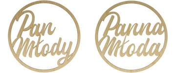 KOŁO OBRĘCZ NAPIS MŁODA PARA ŚLUB WESELE 24 CM