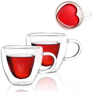 6x SZKLANKI TERMICZNE DO KAWY LATTE SERCE 250 ML NA PREZENT WALENTYNKI