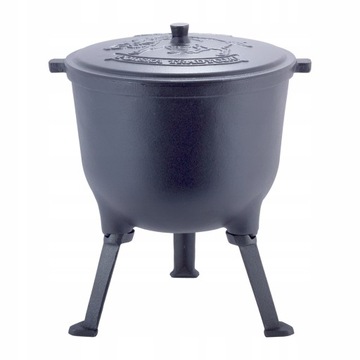 KOCIOŁEK MYŚLIWSKI ŻELIWNY GARNEK NA OGNISKO STOJĄCY 10L KAMILLE