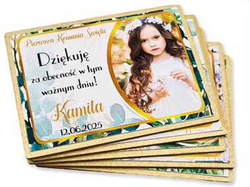 Podziękowanie jako magnes na Komunię ze zdjęciem 8 cm x 5,5 cm KOM2