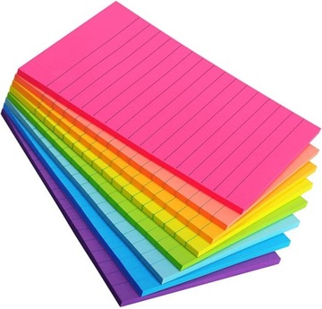 Линованные стикеры размером 100 х 150 мм, прочная самоклеящаяся бумага.