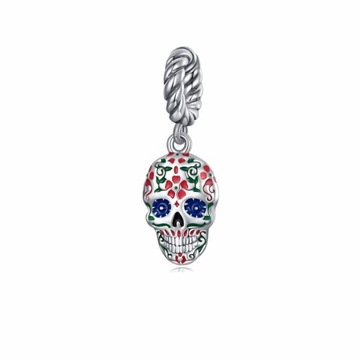 Charms zawieszka Ornamo Kolorowa Czaszka Emalia Srebro próba 925