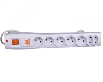 Listwa przeciwprzepięciowa Acar P7 3,0m 7 gniazd automat szara