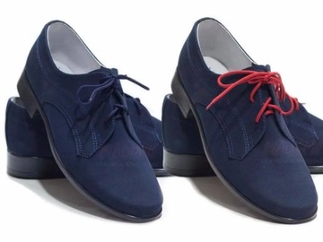 Buty nubuk komunijne dla chłopca chłopięce do komunii komunia granat M13-37