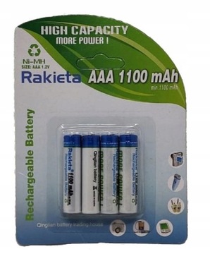 Akumulatorki Rakieta AAA (R6) 1100 mAh 4 szt / kpl baterie