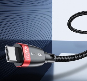 USLION USB-C Type-C PD КАБЕЛЬ 100 Вт для быстрой зарядки 1 м
