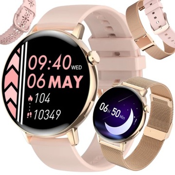 ZEGAREK DAMSKI SMARTWATCH ELEGANCKI DLA KOBIETY NOWOCZESNY AMOLED ROZMOWY