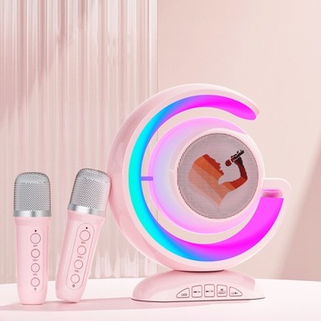 НАБОР ДЛЯ КАРАОКЕ С LED BLUETOOTH, БЕСПРОВОДНОЙ, 2 МИКРОФОНА + ДИНАМИК ДЛЯ ДЕТЕЙ