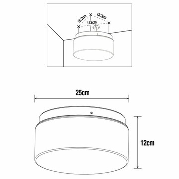 Потолочный светильник для ванной комнаты IP44 25 см белый 2 x E27