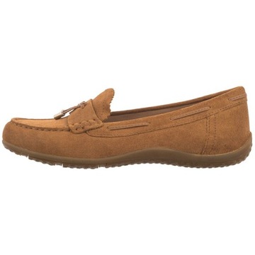 Buty Mokasyny Skórzane Damskie Geox D Vega Moc A Cognac D35DNA Brązowe