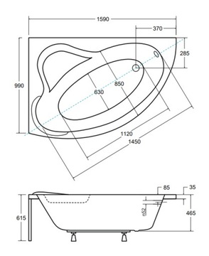 ADA ВАННА 160х100 ЛЕВАЯ BESCO+КОРПУС+СИФОН!