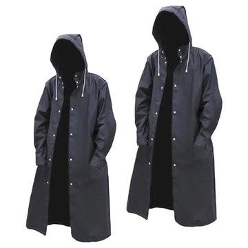 2 szt. Stylowy płaszcz przeciwdeszczowy unisex wielokrotnego użytku przenośna kurtka Poncho do kolan