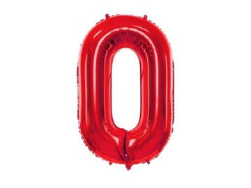 BALON FOLIOWY CYFRA 0 CZERWONE 86cm PartyDeco