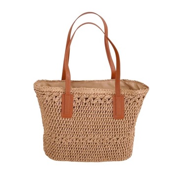 Ręcznie tkana torebka elegancka damska słomiana khaki01