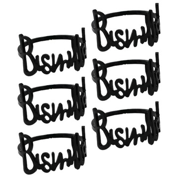 6x застежек для салфеток Набор металлических салфеток с буквами «Бисмилла», круглый алфавит, черный