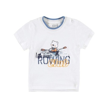 Chłopięcy biały T-shirt z nadrukiem Kanz, r. 86