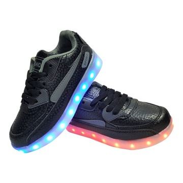 BUTY LED Adidasy Sportowe ŚWIECĄCE BLACK USB 34