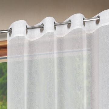 Широкая белая штора из этамина 400х150 на люверсах