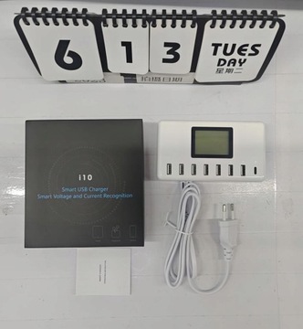 Настенное зарядное устройство 8x USB TYPE-C с ЖК-дисплеем, 60 Вт