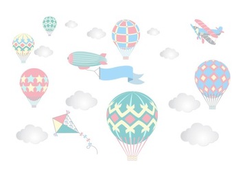 Naklejka ścienna BALONY latwiec samolot chmurki