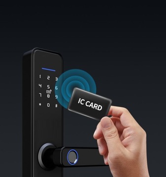ЭЛЕКТРОННЫЙ ДВЕРНОЙ ЗАМОК, РУЧКА, КОД+RFID+ОТПЕЧАТКИ ПАЛЬЦЕВ TUYA SMART WIFI