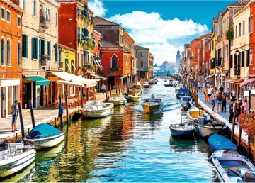 PUZZLE 2000 EL WYSPA MURANO WENECJA ŁODZIE MIASTO
