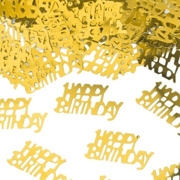 Konfetti foliowe 15 g - gold Happy Birthday