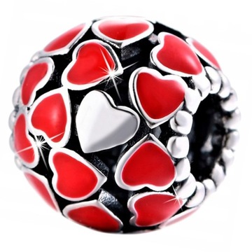 Charms Zawieszka Charms Koralik Czerwone Serduszka Charmsy Trusky