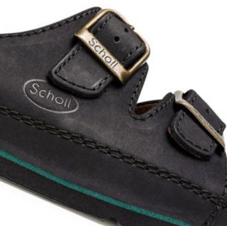 SCHOLL AIR BAG черные кожаные медицинские шлепанцы