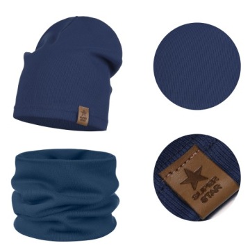 CZAPKA KOMIN KOMPLET DWUWARSTWOWY PRZEJŚCIOWY BAWEŁNA PRĄŻEK ATRAMENT 54-58