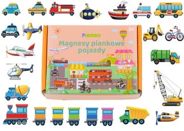 MAGNESY NA LODÓWKĘ PIANKOWE POJAZDY DLA DZIECI ZESTAW EDUKACYJNY PREZENT