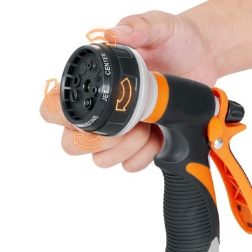 ZRASZACZ OGRODOWY CIŚNIENIE PISTOLET GŁÓWKA SPRAY DO PODLEWANIA 8 FUNKCJI