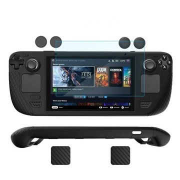 Etui Cienkie Silicone Soft Case Black + SZKŁO Hartowane do STEAM DECK OLED