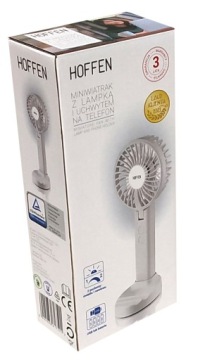 MINIWIATRAK Z LAMPKĄ I UCHWYTEM NA TELEFON USB/BAT