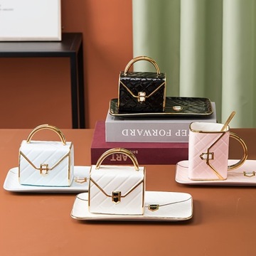 Набор, роскошный набор чашек в форме мешочка, керамическая кофейная чашка и тарелка с блюдцем.