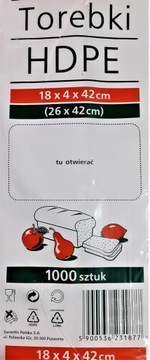 Torebki HDPE 18x4x42 SARANTIS 1000 szt.