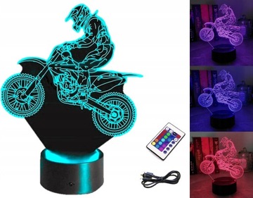 МОТОР 3D СВЕТОДИОДНЫЙ НОЧНИК RGB ЦВЕТА + ПУЛЬТ ДИСТАНЦИОННОГО УПРАВЛЕНИЯ