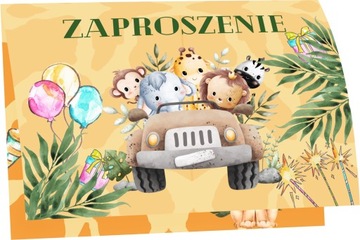 ZAPROSZENIE URODZINOWE SAFARI ZWIERZĄTKA 20x15 cm