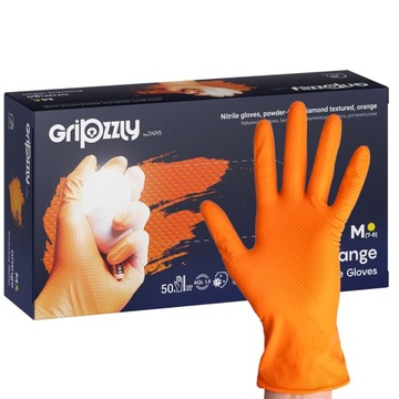 Rękawice rękawiczki nitrylowe grip MOCNE GRUBE WYTRZYMAŁE GRIPZZLY ORANGE