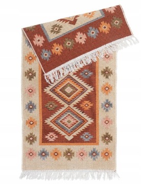 Dywan kilim tkany dwustronny wzór 60x120 cm terra