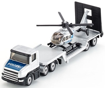 SIKU 1610 Ciężarówka z Lawetą + Helikopter Policja Metal Sklep W-wa